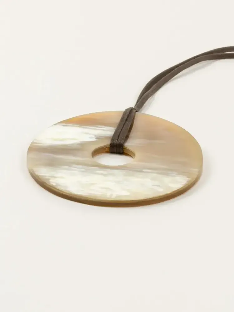Jewelry - Large flat ring pendant in marbled black horn - L INDOCHINEUR X RIVÊT