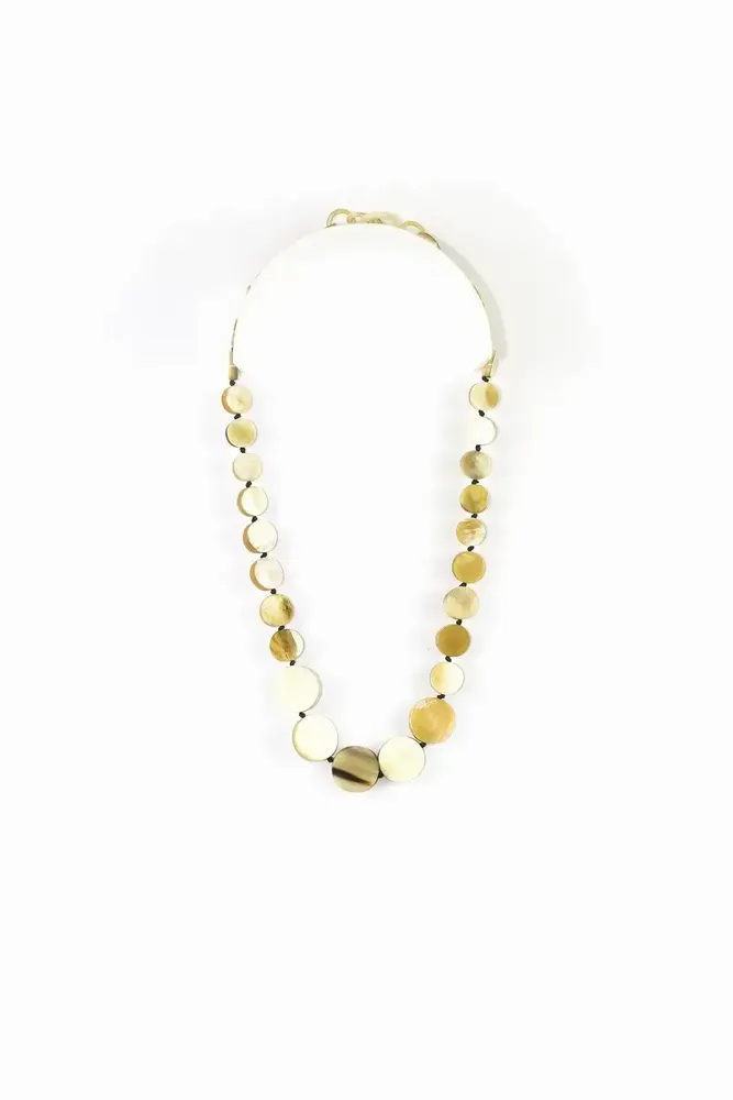 Bijoux - Collier pastilles rondes en corne noire marbrée - L INDOCHINEUR X RIVÊT