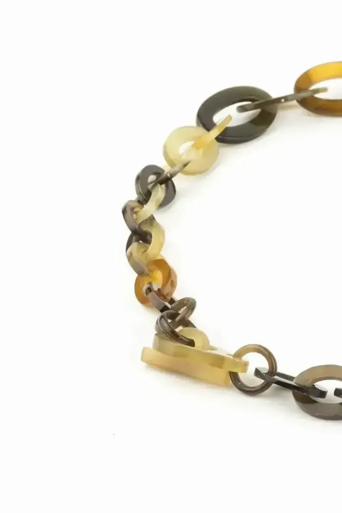 Jewelry - Flat and thin oval rings necklace in blond horn - L INDOCHINEUR X RIVÊT