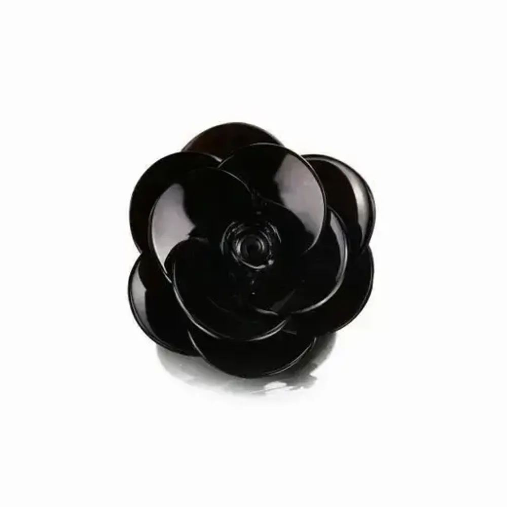 Broches - Broche fleur en corne noire marbrée - L INDOCHINEUR X RIVÊT