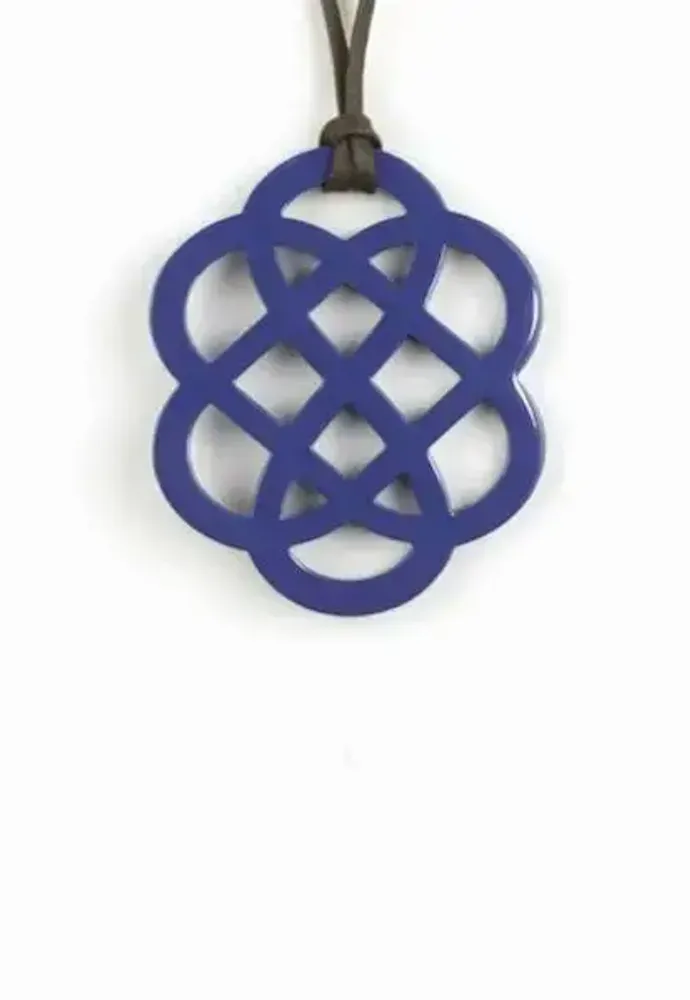 Bijoux - Pendentif fleur laqué gris-bleu - L INDOCHINEUR X RIVÊT