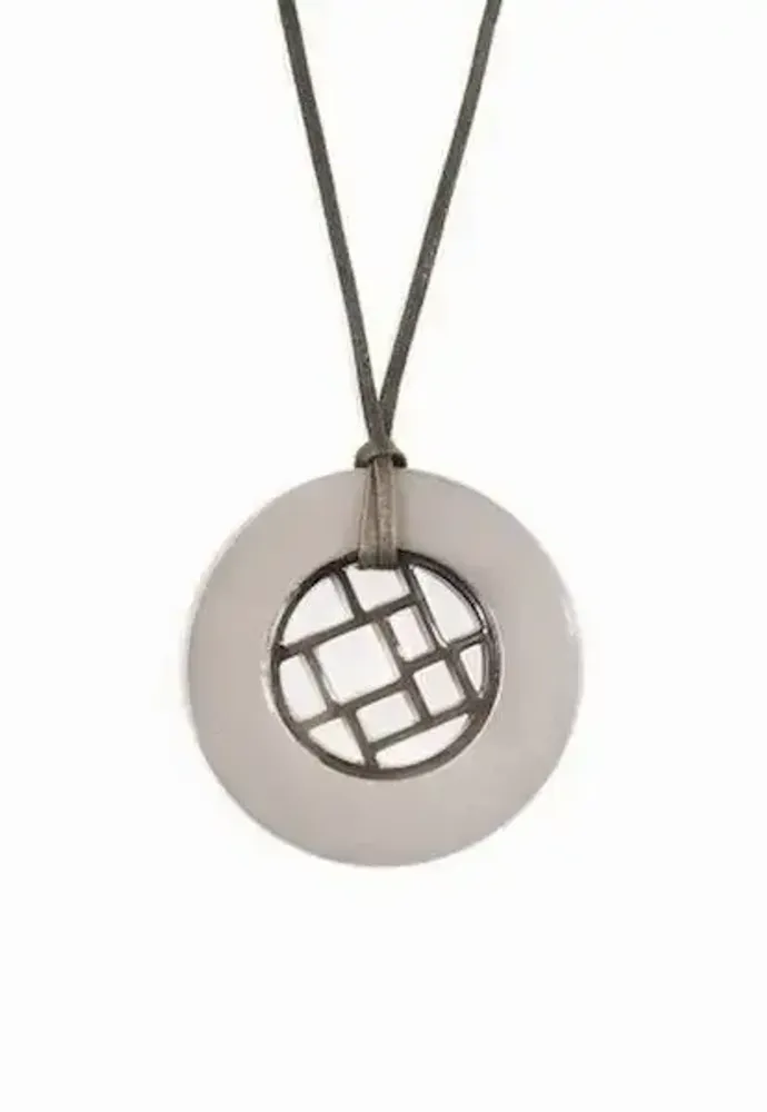 Jewelry - Checkered pendant circled with yellow lacquer - L INDOCHINEUR X RIVÊT