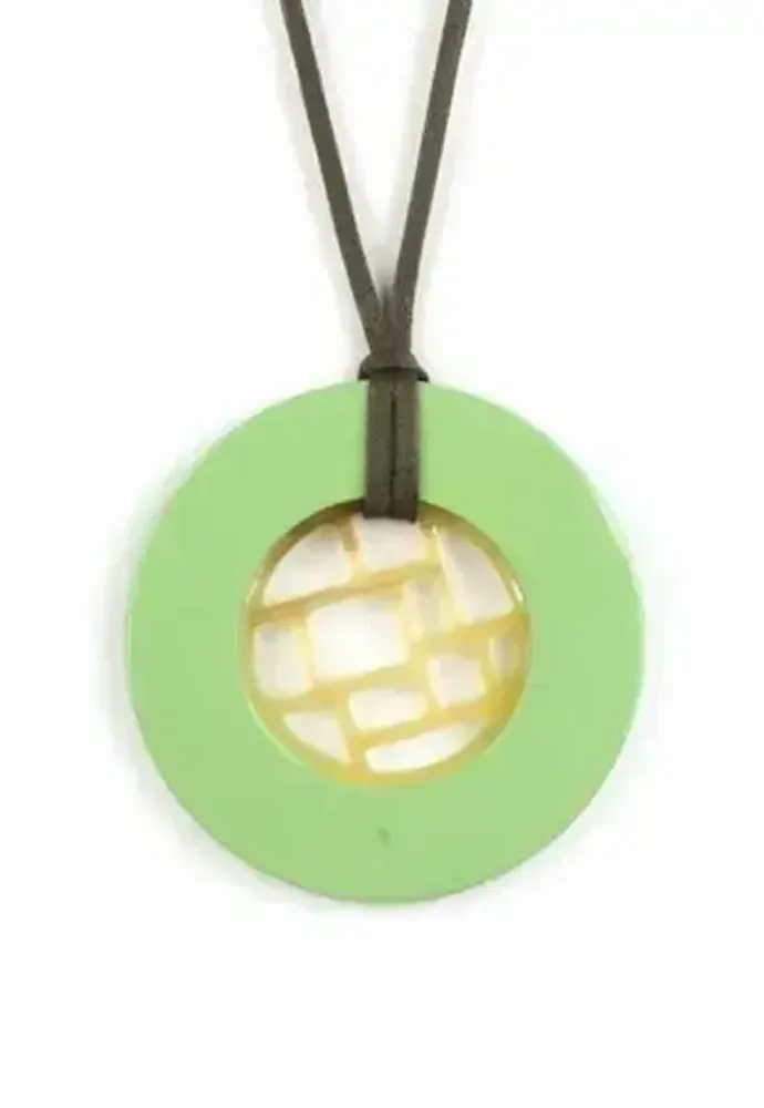Jewelry - Checkered pendant circled with yellow lacquer - L INDOCHINEUR X RIVÊT