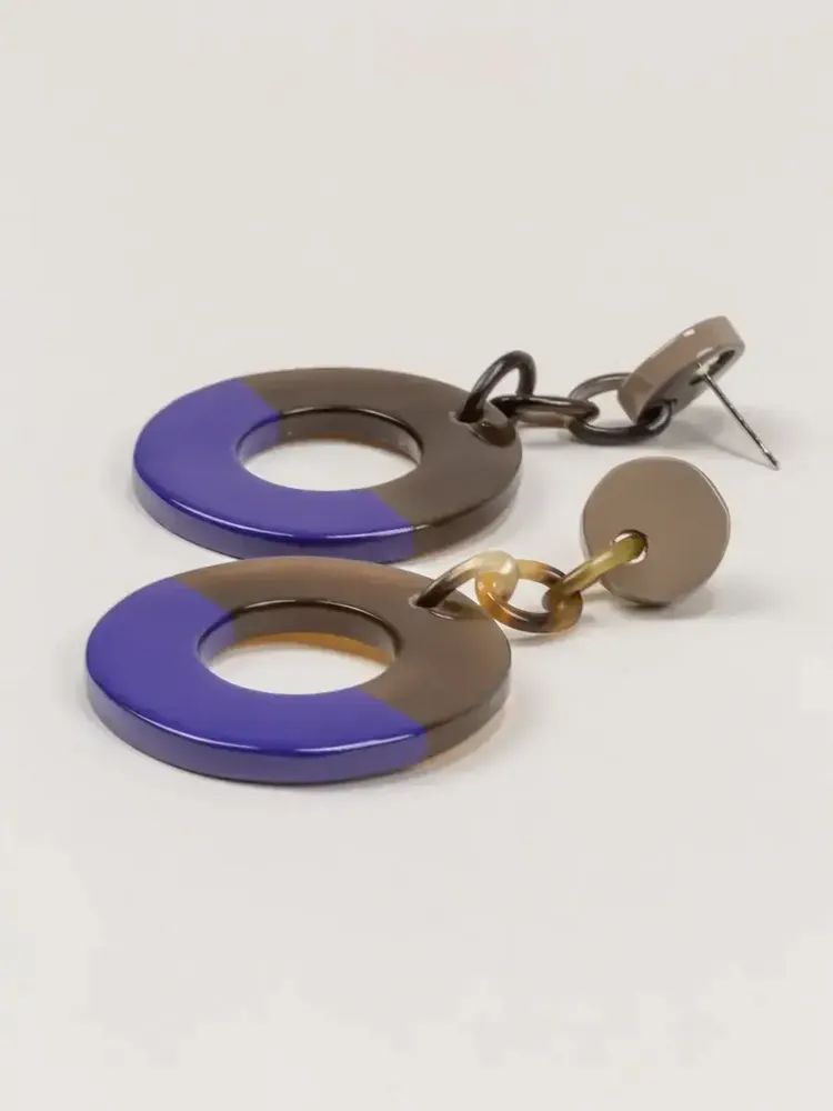 Bijoux - Boucles d'oreilles anneau large en corne blonde - L INDOCHINEUR X RIVÊT