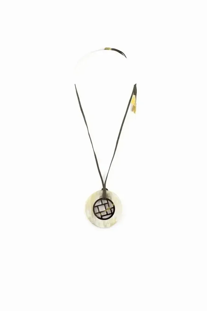 Bijoux - Pendentif damier cerclé en sabot - L INDOCHINEUR X RIVÊT