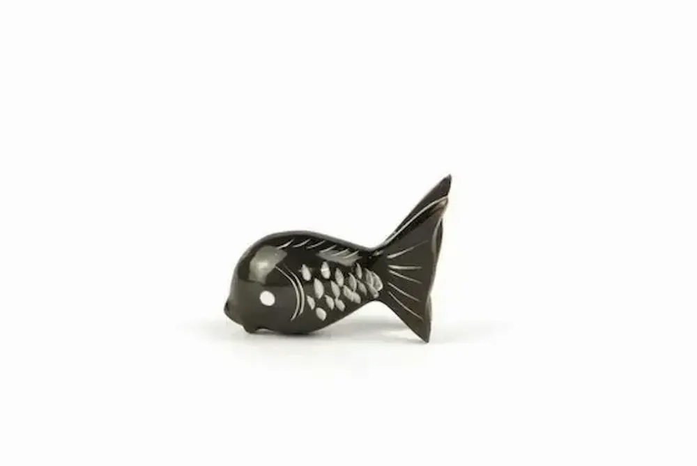 Knives - Set of 6 round fish knife holders in plain black horn - L INDOCHINEUR X RIVÊT