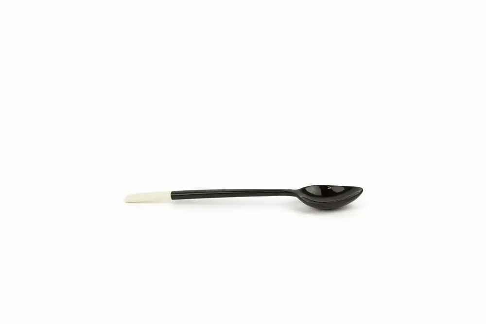 Couverts & ustensiles de cuisine - Set de 6 cuillère à café en corne noire manche blanc en os - L INDOCHINEUR X RIVÊT
