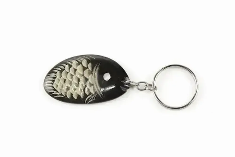 Decorative objects - Fish key holder in plain black horn - L INDOCHINEUR X RIVÊT