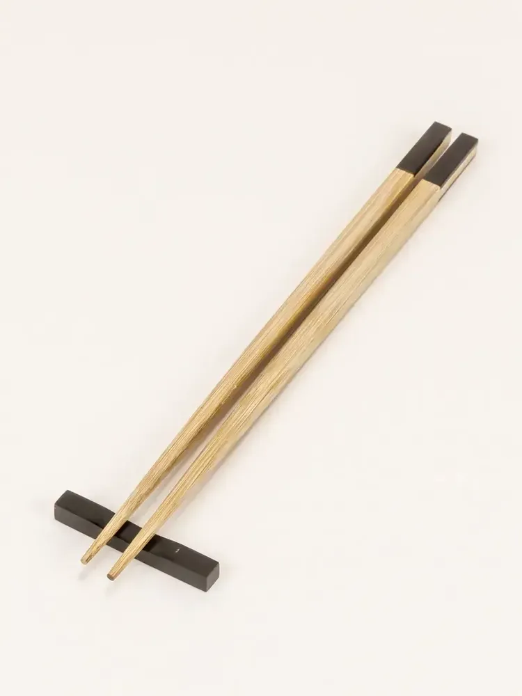 Kitchen utensils - Set of 6 pairs of chopsticks in bamboo and black horn - L INDOCHINEUR X RIVÊT