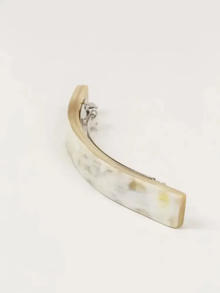Barrettes - Longue barrette fine rectantulaire en corne blanche - L INDOCHINEUR X RIVÊT