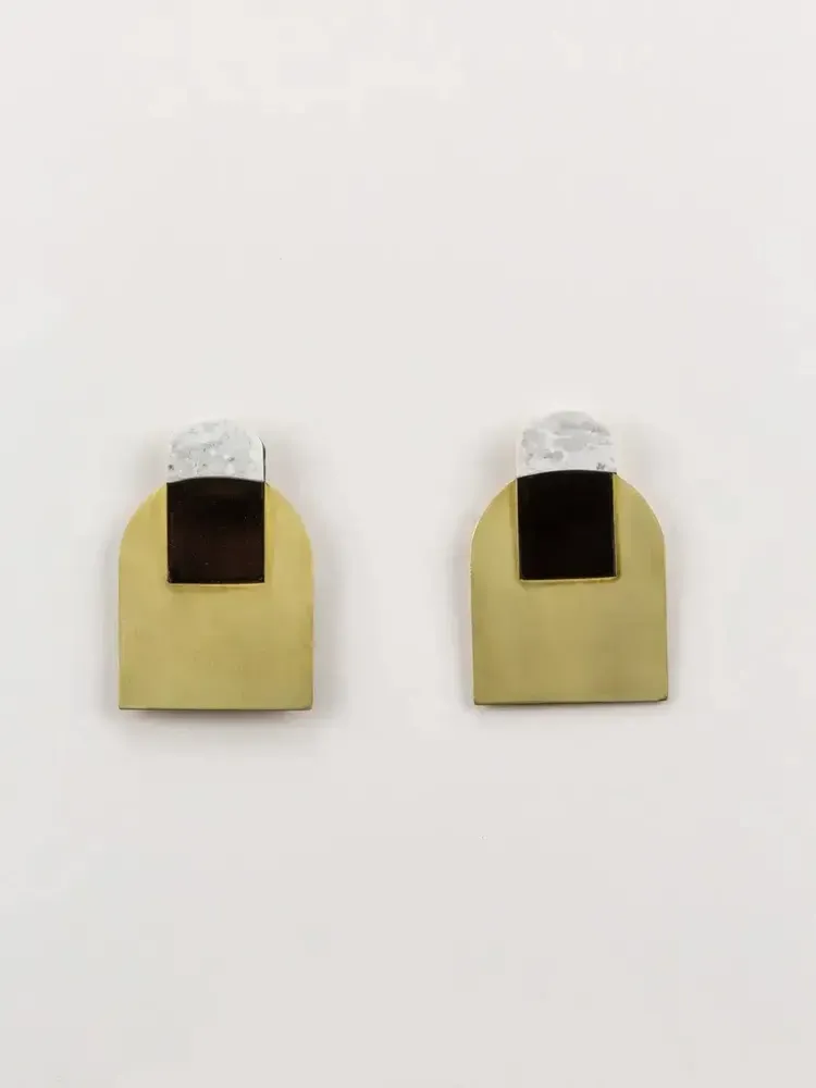 Bijoux - Boucles d'oreilles Arche Laiton pierre - L INDOCHINEUR X RIVÊT