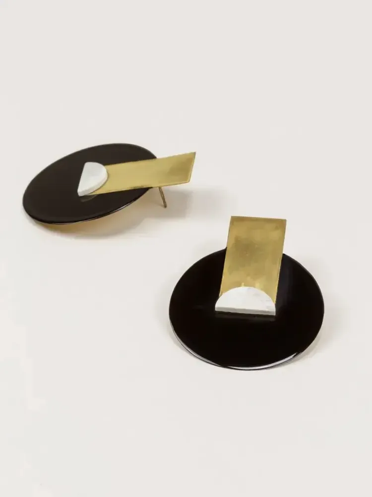 Bijoux - Boucles d'oreilles Disque Laiton pierre - L INDOCHINEUR X RIVÊT