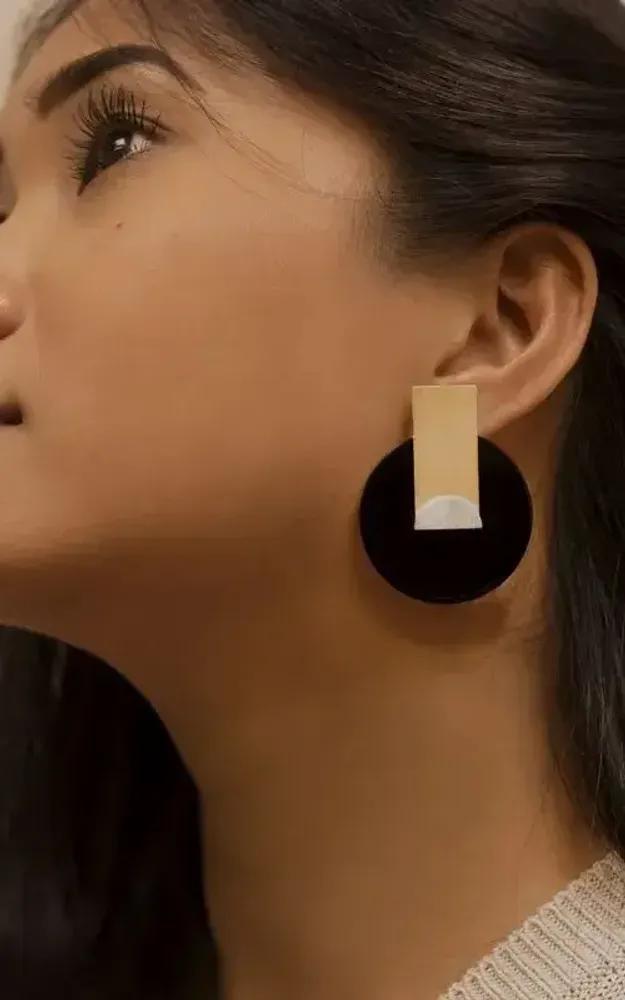 Bijoux - Boucles d'oreilles Disque Laiton pierre - L INDOCHINEUR X RIVÊT