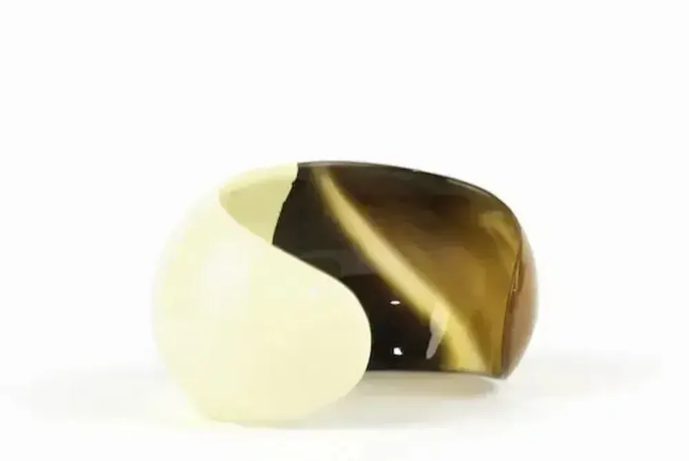 Bracelets - Curved open bracelet with cream coffee lacquer in Size S - L INDOCHINEUR X RIVÊT