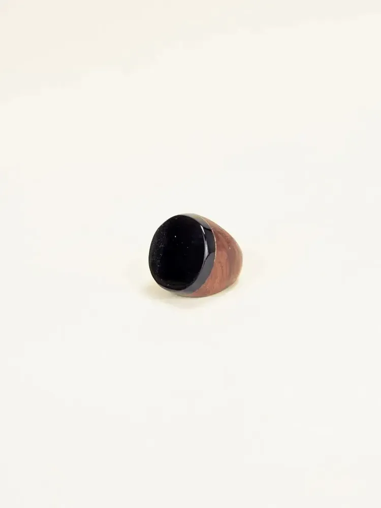 Jewelry - Pastille ring in wood and blond horn in Size L - L INDOCHINEUR X RIVÊT