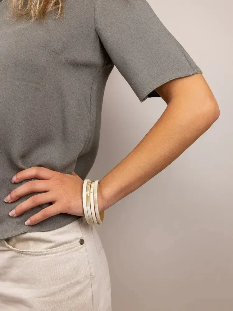 Bracelets - 4 thin bracelets in blond horn in Size S - L INDOCHINEUR X RIVÊT