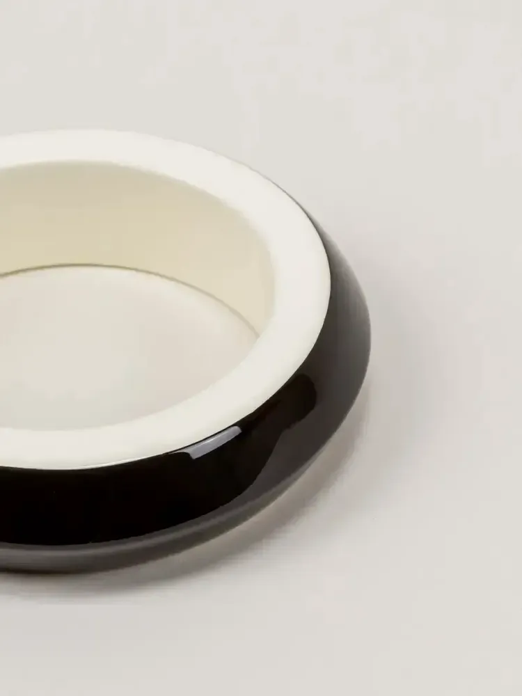 Bracelets - Black outside & white inside lacquered Saturne wood bracelet in Size L - L INDOCHINEUR X RIVÊT