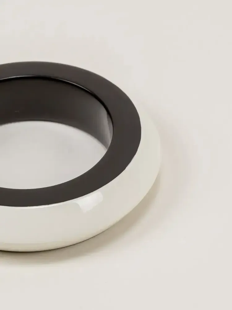 Bracelets - Black inside & white outside lacquered Saturne wood bracelet in Size L - L INDOCHINEUR X RIVÊT