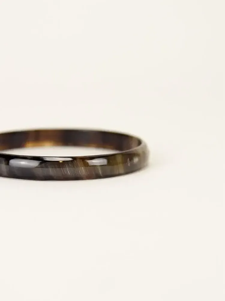 Bracelets - Thin bracelet in marbled black horn in Size S - L INDOCHINEUR X RIVÊT