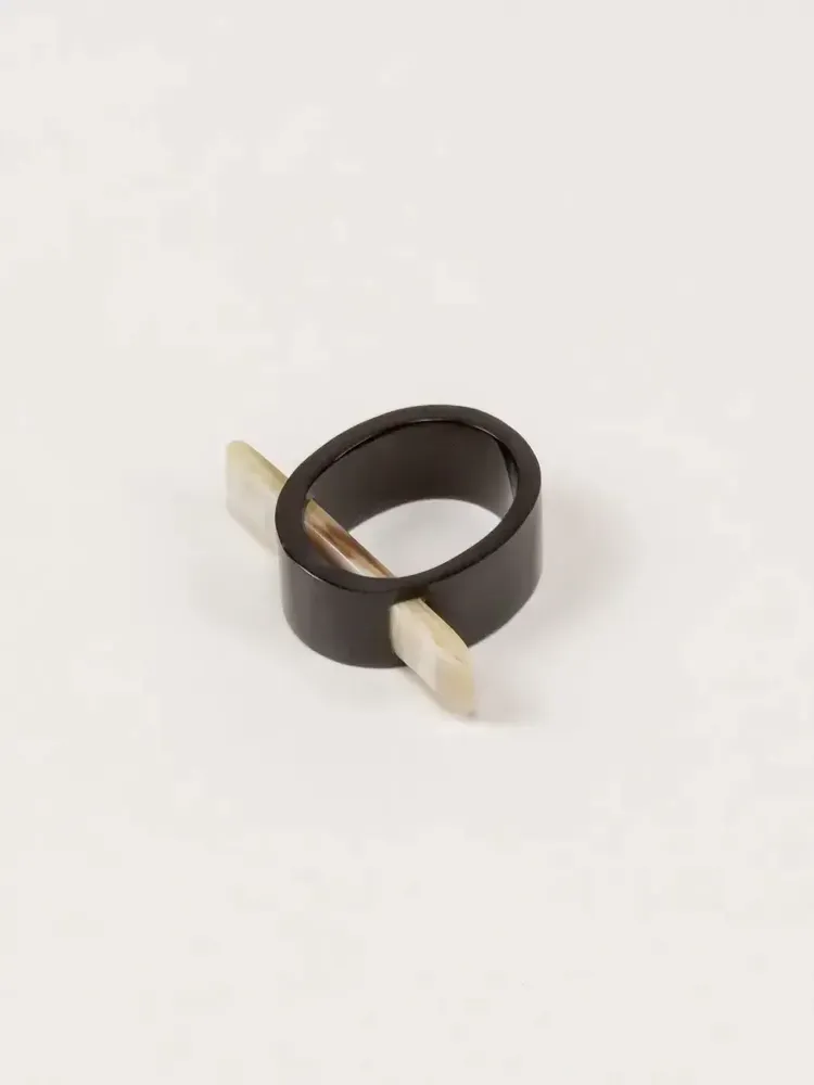 Jewelry - Tunnel ring in black horn in Size L - L INDOCHINEUR X RIVÊT
