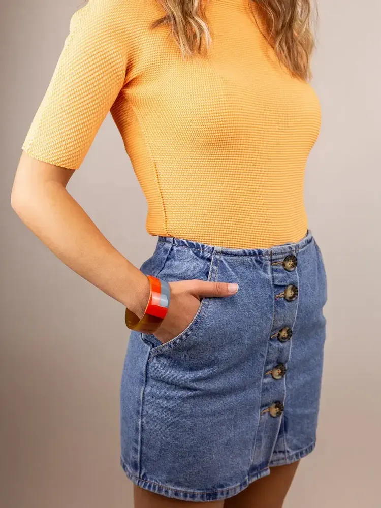 Bracelets - Broad orange and blue gray coffee lacquered bracelet in Size M - L INDOCHINEUR X RIVÊT