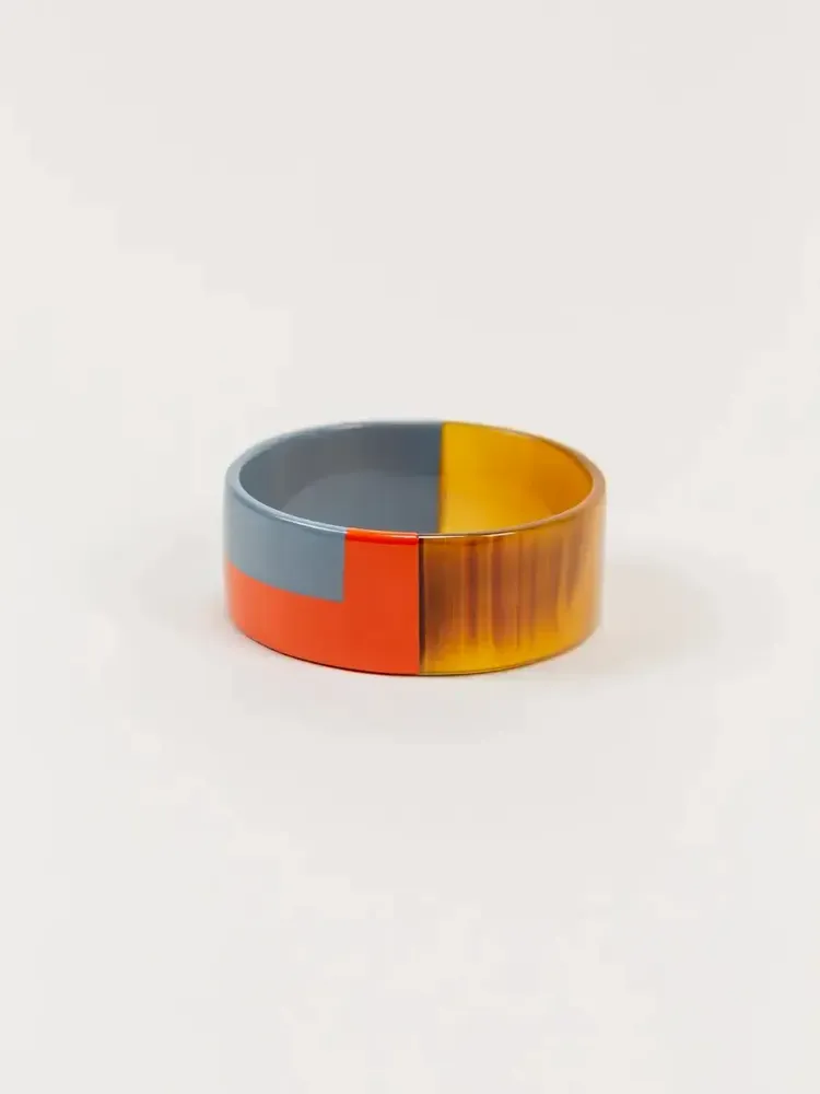 Bracelets - Bracelet laque bicolore orange et gris-bleu taille S - L INDOCHINEUR X RIVÊT