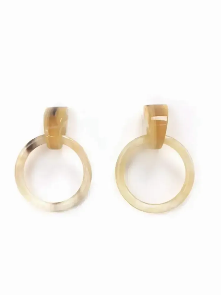 Jewelry - Comma and ring earrings in white horn - L INDOCHINEUR X RIVÊT