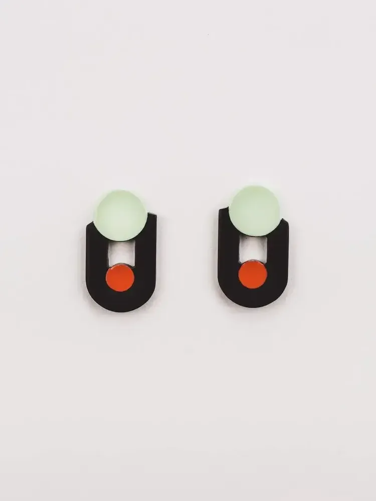 Jewelry - Minotaure earrings in black horn and orange green lacquer - L INDOCHINEUR X RIVÊT