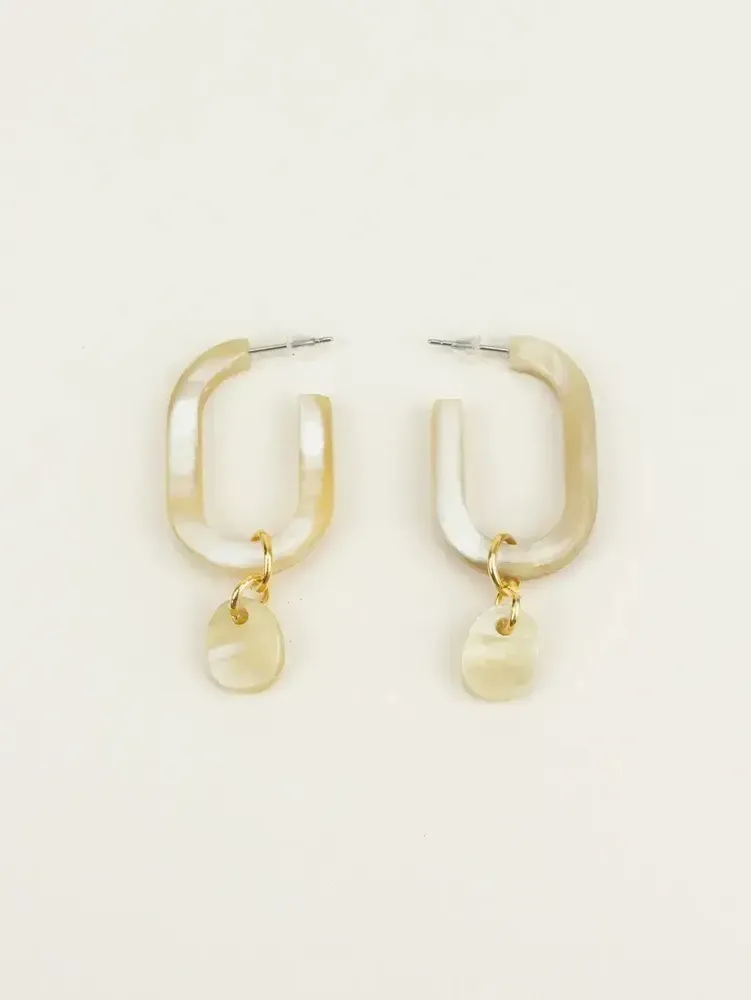 Bijoux - Boucles d'oreilles créoles à perles en corne - L INDOCHINEUR X RIVÊT