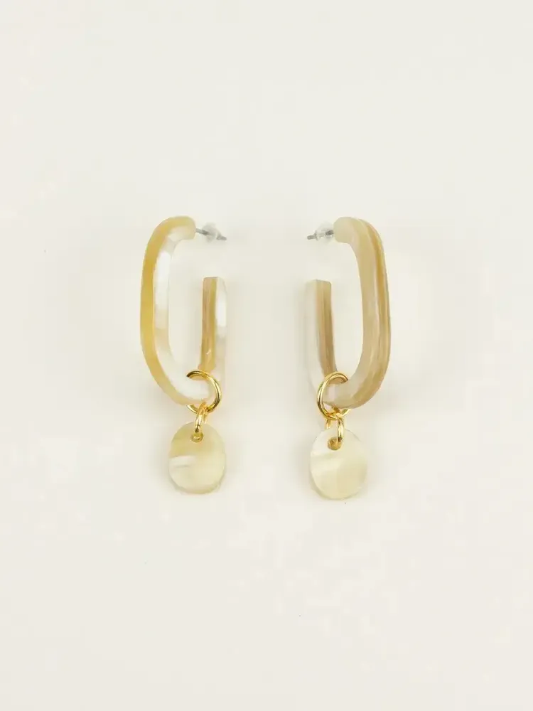 Bijoux - Boucles d'oreilles créoles à perles en corne - L INDOCHINEUR X RIVÊT