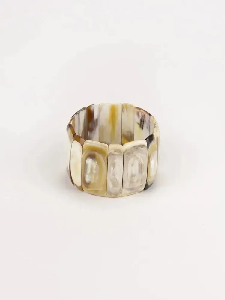 Bracelets - Elastic band bracelet in blond horn - L INDOCHINEUR X RIVÊT