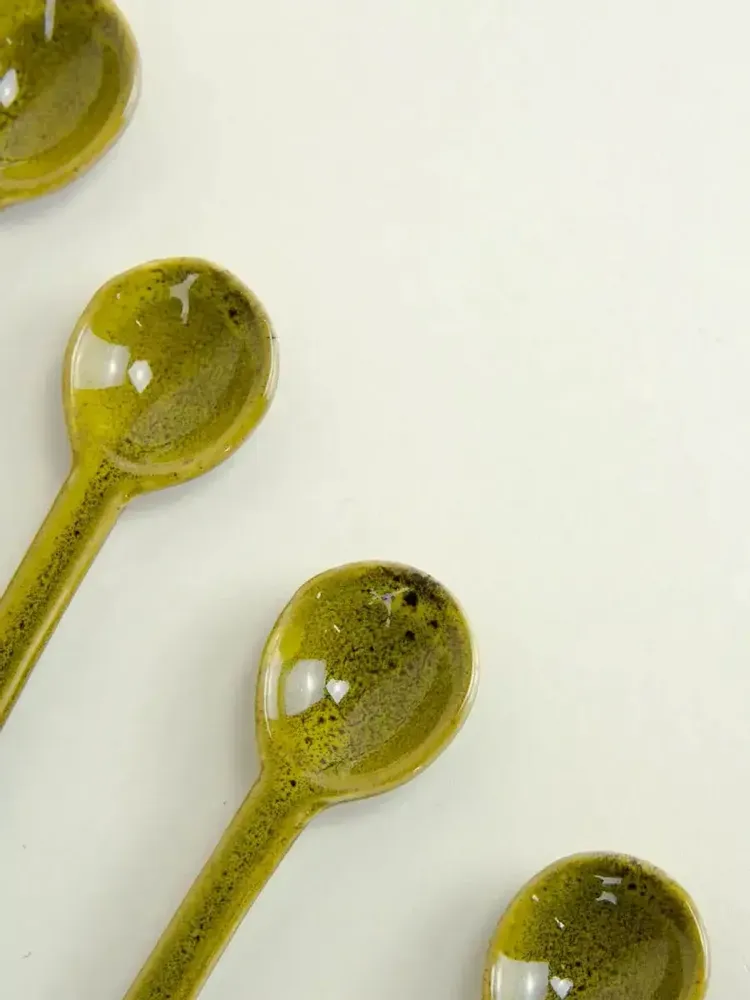 Tea and coffee accessories - Set of 6 green Hoa Bien spoons in ceramic - L INDOCHINEUR X RIVÊT