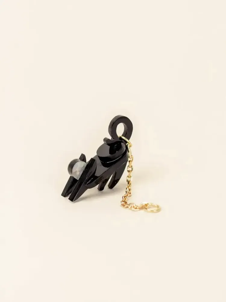 Jewelry - Cat ear charm in black horn and mother-of-pearl - L INDOCHINEUR X RIVÊT