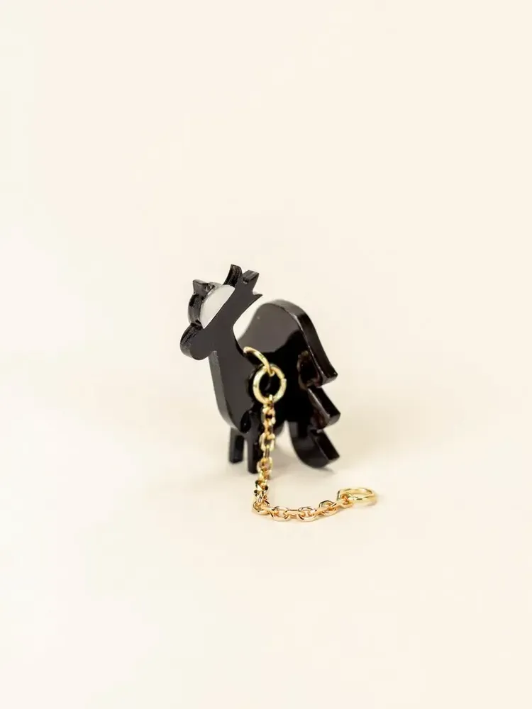 Jewelry - Rooster ear charm in black horn and mother-of-pearl - L INDOCHINEUR X RIVÊT