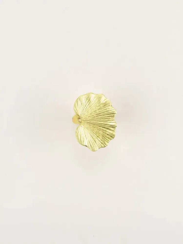 Bijoux - Bague ginkgo en laiton plaqué or - L INDOCHINEUR X RIVÊT