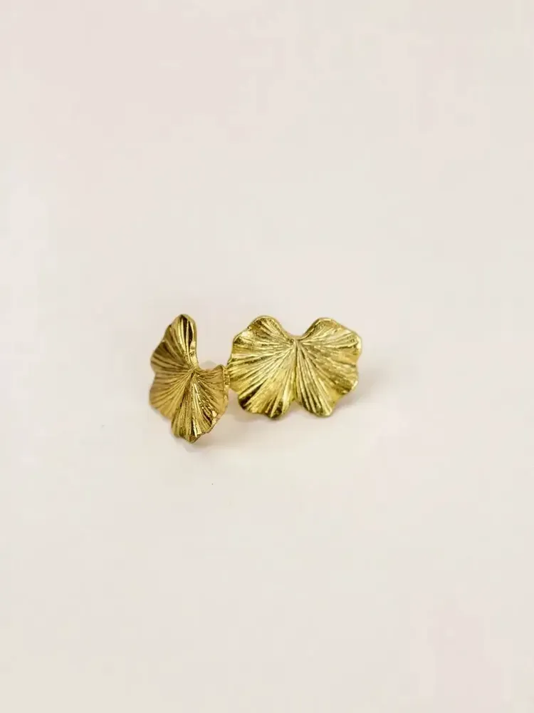 Bijoux - Boucles d'oreilles Gingko en laiton - L INDOCHINEUR X RIVÊT