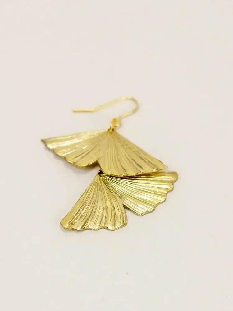 Jewelry - Gingko earrings in brass - L INDOCHINEUR X RIVÊT