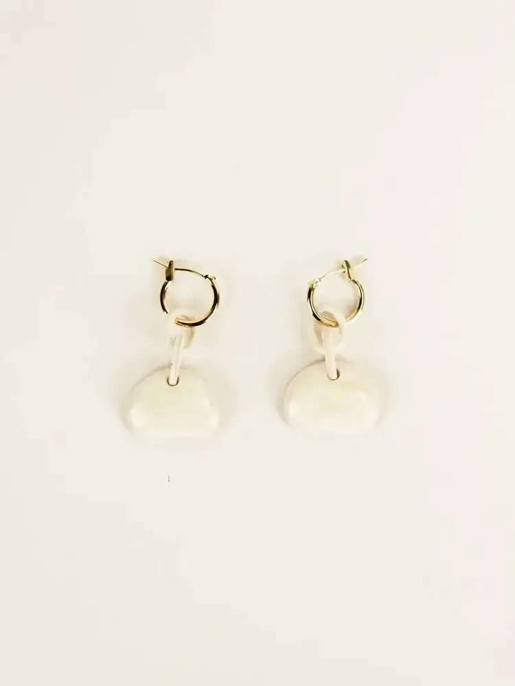 Bijoux - Créoles laiton Fève en corne blonde - L INDOCHINEUR X RIVÊT