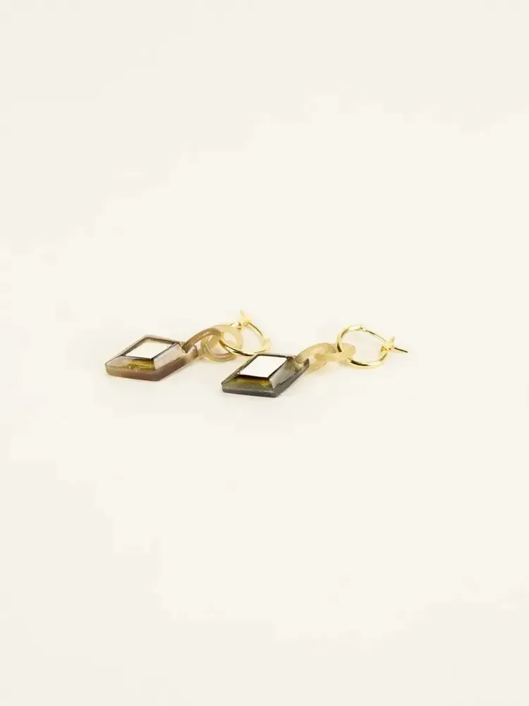 Jewelry - Losange brass earrings in blond horn - L INDOCHINEUR X RIVÊT