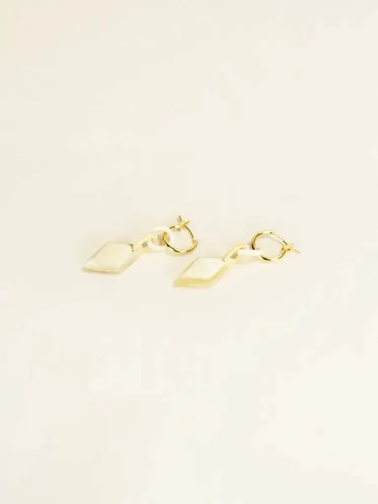 Jewelry - Losange brass hoop earrings in hoof and ivory lacquer - L INDOCHINEUR X RIVÊT