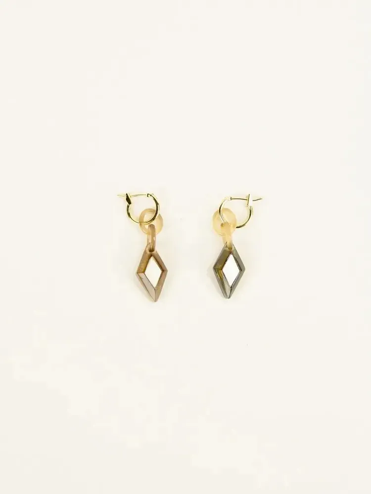 Jewelry - Losange brass hoop earrings in hoof and ivory lacquer - L INDOCHINEUR X RIVÊT