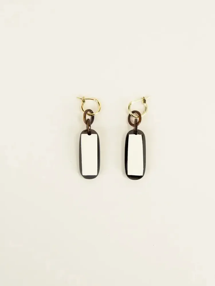 Bijoux - Créoles laiton Plaque en corne blonde - L INDOCHINEUR X RIVÊT