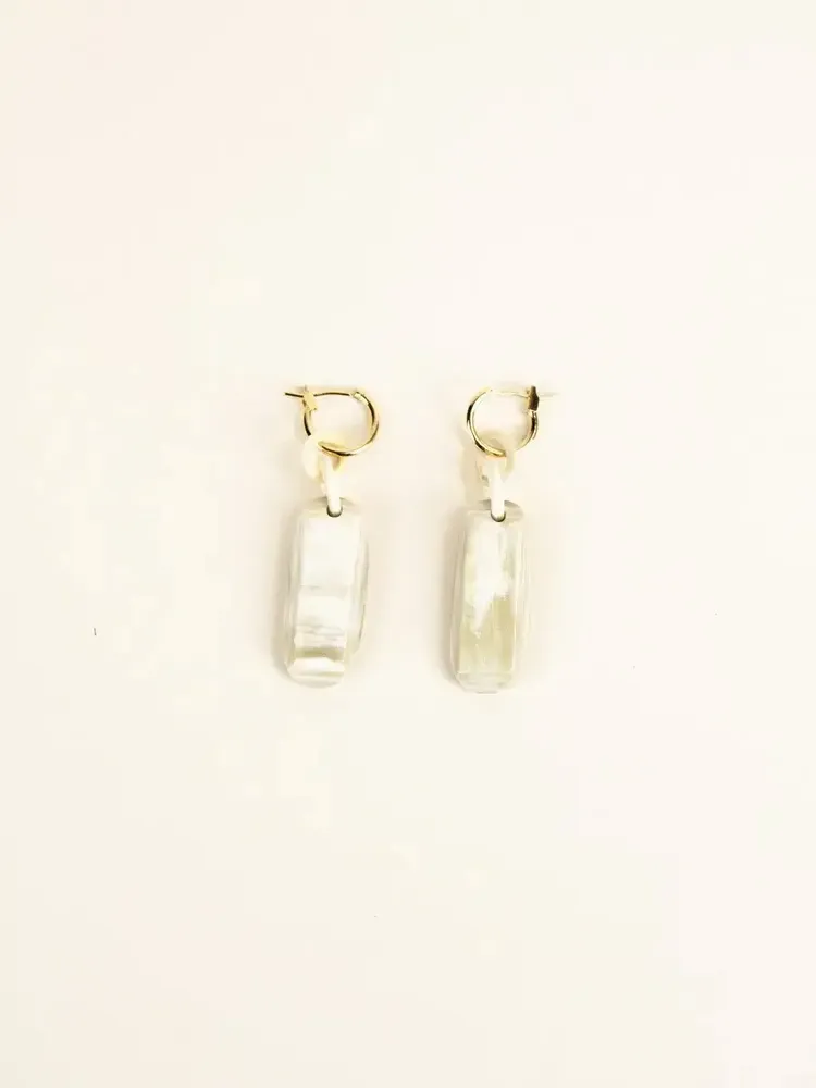 Jewelry - Plaque brass hoop earrings in hoof and ivory lacquer - L INDOCHINEUR X RIVÊT