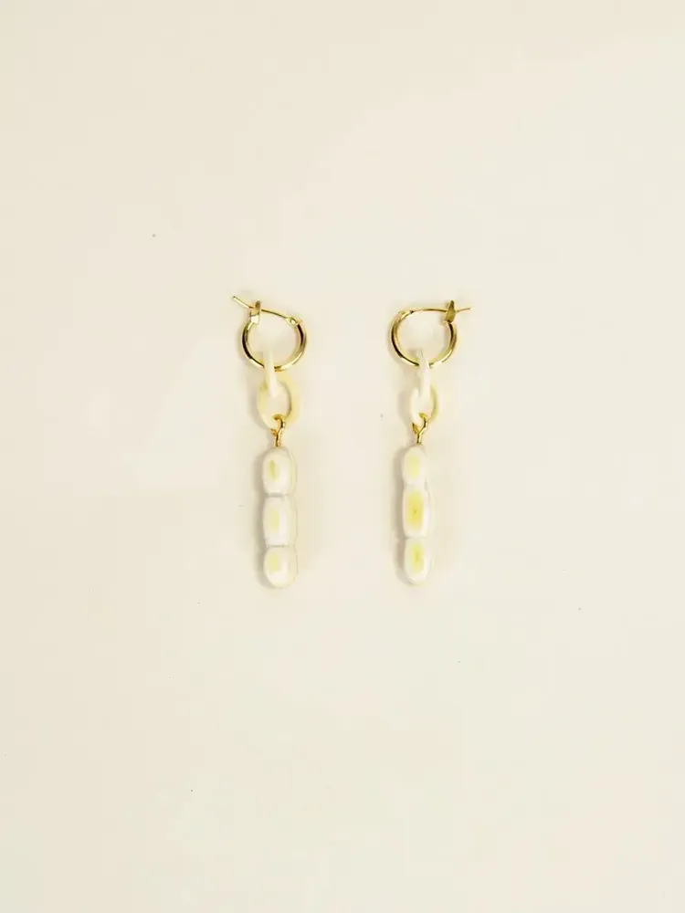 Bijoux - Créoles laiton Quille en corne blonde - L INDOCHINEUR X RIVÊT