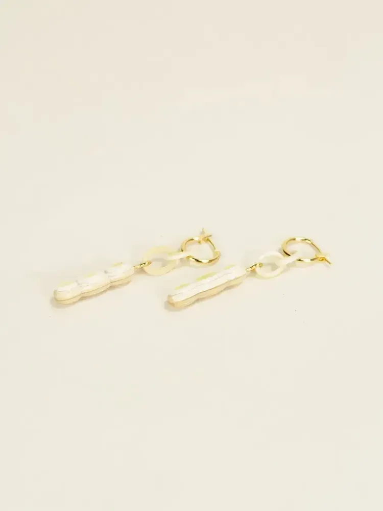 Bijoux - Créoles laiton Quille en corne blonde - L INDOCHINEUR X RIVÊT