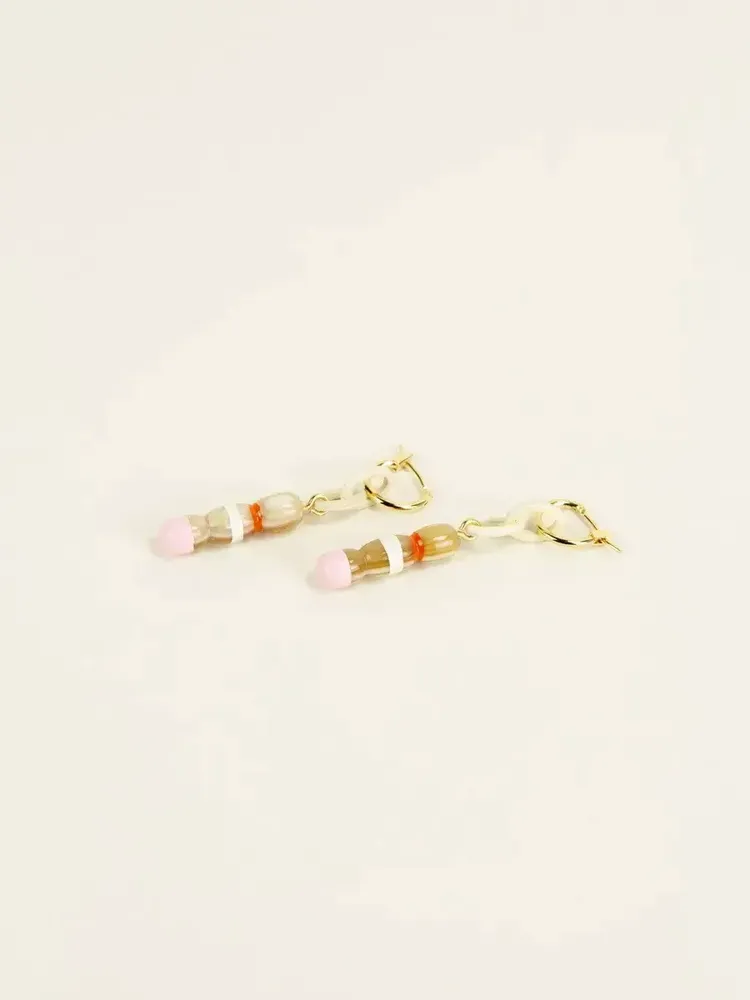 Bijoux - Créoles laiton Quille en corne blonde - L INDOCHINEUR X RIVÊT