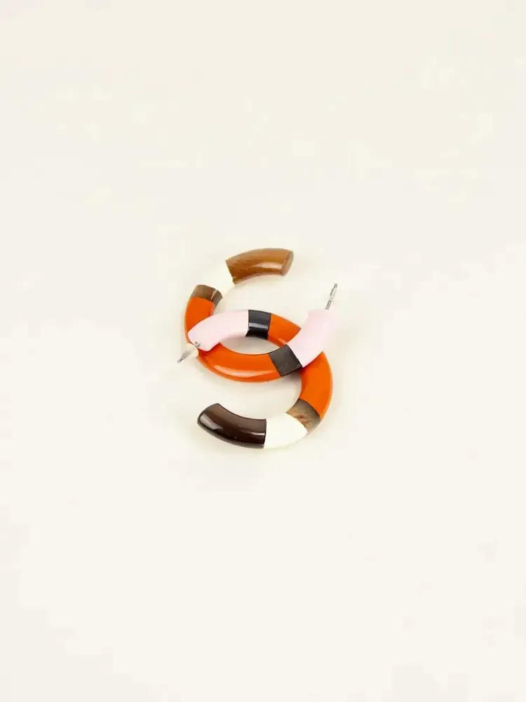 Bijoux - Créoles en sabot et laque tricolore - L INDOCHINEUR X RIVÊT