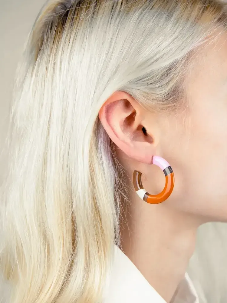 Bijoux - Créoles en sabot et laque tricolore - L INDOCHINEUR X RIVÊT