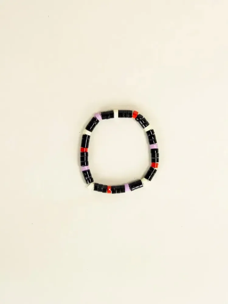 Bracelets - Bracelet élastique Pastilles carrées en sabot et laque - L INDOCHINEUR X RIVÊT