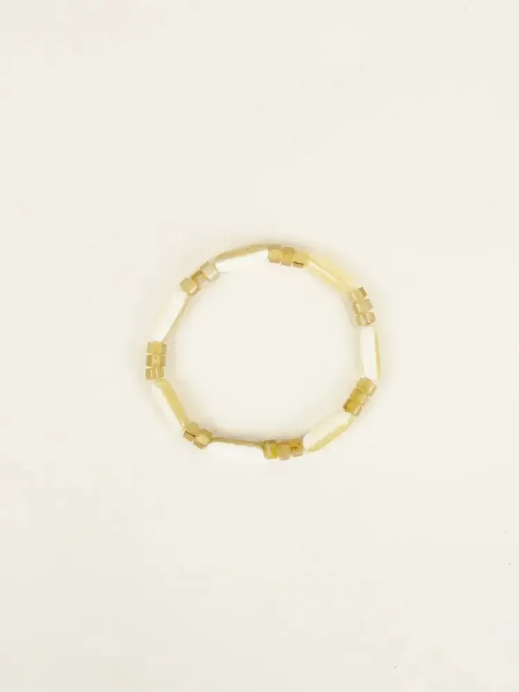 Bracelets - Bracelet élastique Gélule en corne blonde - L INDOCHINEUR X RIVÊT